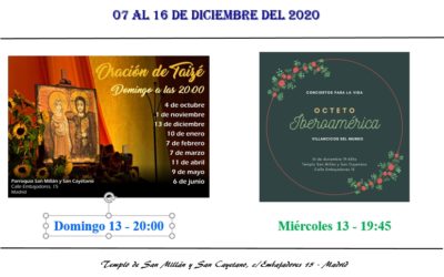 Actividades de la Parroquia del 25 al 27 de diciembre