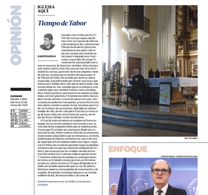 Alfa y omega, Iglesia aquí, Tiempo de tabor